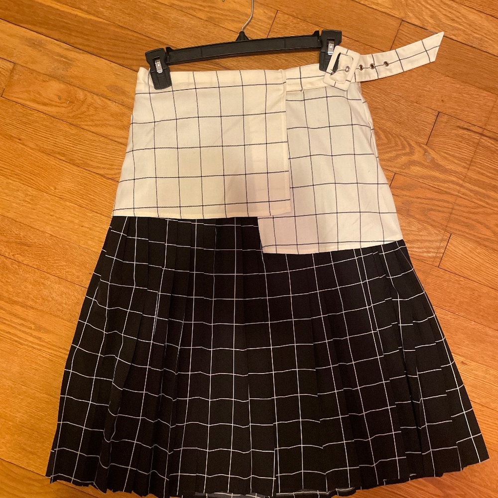 NER Girls/Teen Minimal Plaid Skirt Pleated With Belt Design